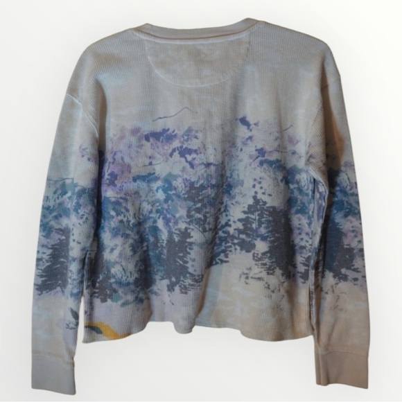 Anthropologie Snow Day Mountain Scenic Waffle Knit Top XS - Picture 4 of 9